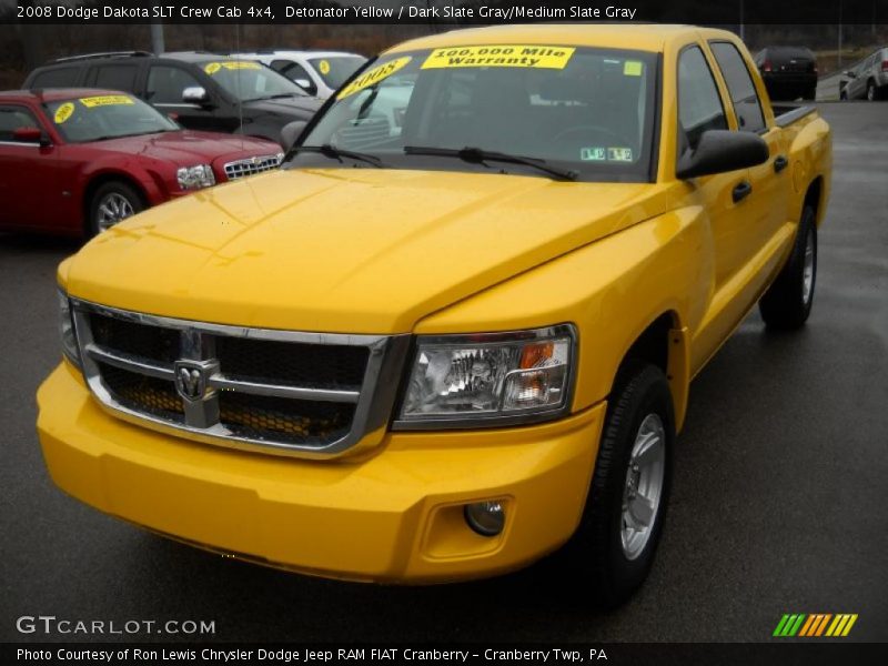 Detonator Yellow / Dark Slate Gray/Medium Slate Gray 2008 Dodge Dakota SLT Crew Cab 4x4