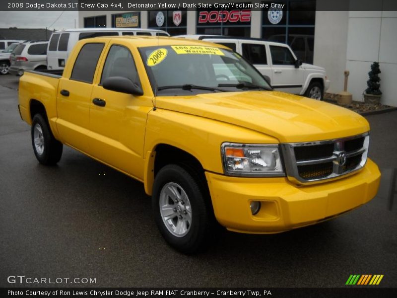 Detonator Yellow / Dark Slate Gray/Medium Slate Gray 2008 Dodge Dakota SLT Crew Cab 4x4