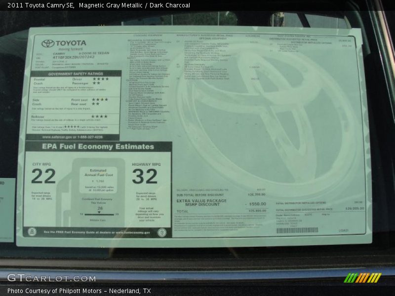 Magnetic Gray Metallic / Dark Charcoal 2011 Toyota Camry SE