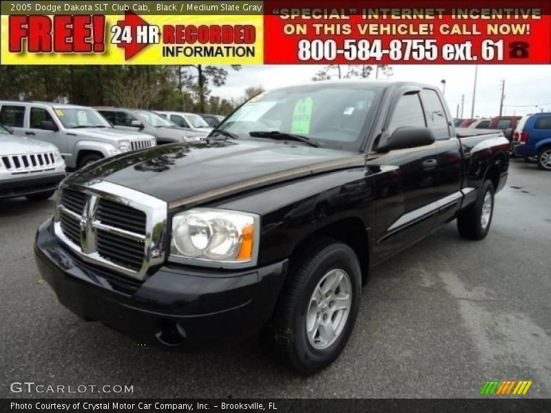 Black / Medium Slate Gray 2005 Dodge Dakota SLT Club Cab