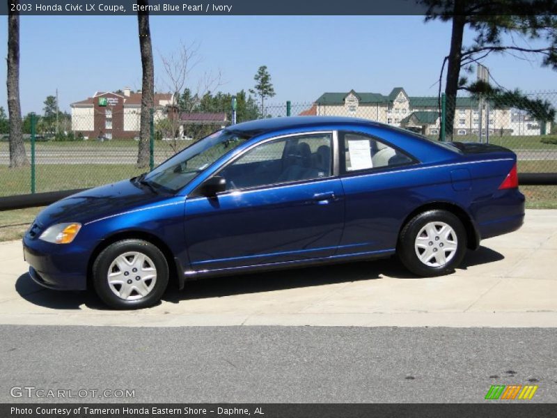 Eternal Blue Pearl / Ivory 2003 Honda Civic LX Coupe