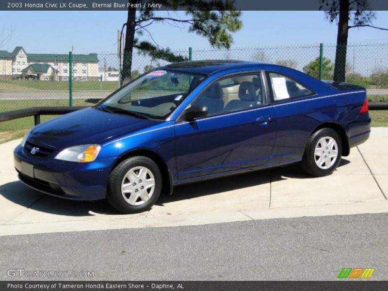 Eternal Blue Pearl / Ivory 2003 Honda Civic LX Coupe