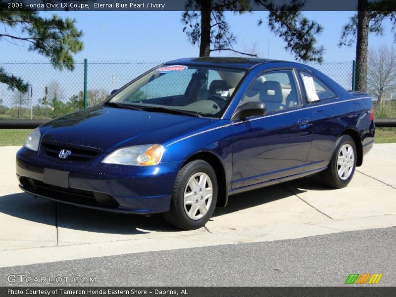 Eternal Blue Pearl / Ivory 2003 Honda Civic LX Coupe