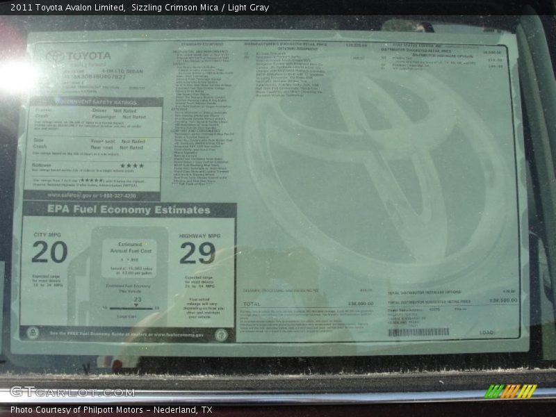 Sizzling Crimson Mica / Light Gray 2011 Toyota Avalon Limited