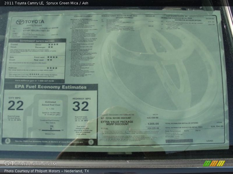 Spruce Green Mica / Ash 2011 Toyota Camry LE