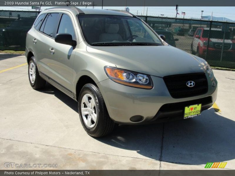 Platinum Sage / Beige 2009 Hyundai Santa Fe GLS