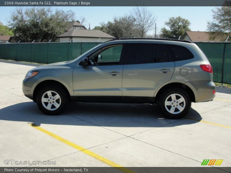 Platinum Sage / Beige 2009 Hyundai Santa Fe GLS