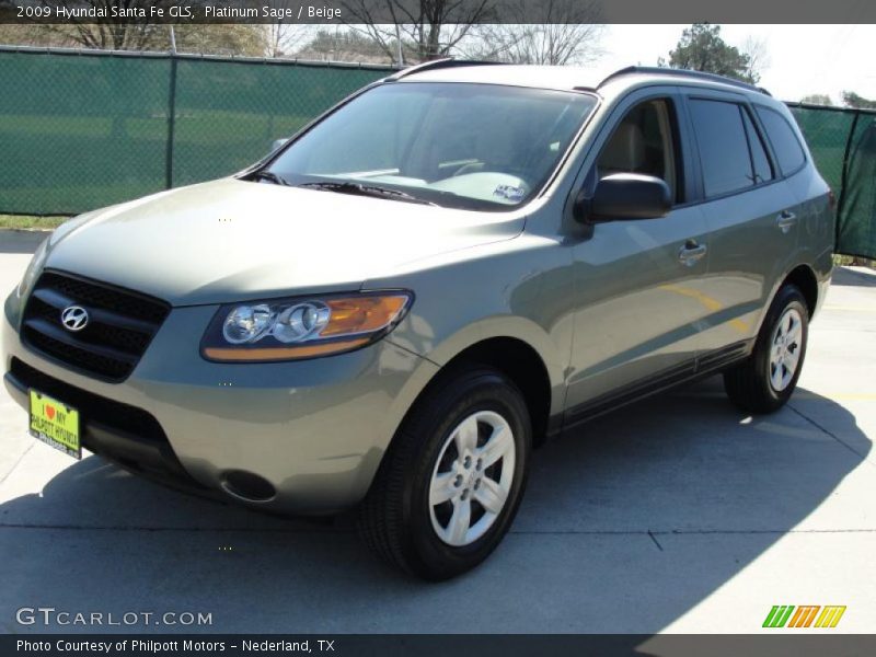 Platinum Sage / Beige 2009 Hyundai Santa Fe GLS