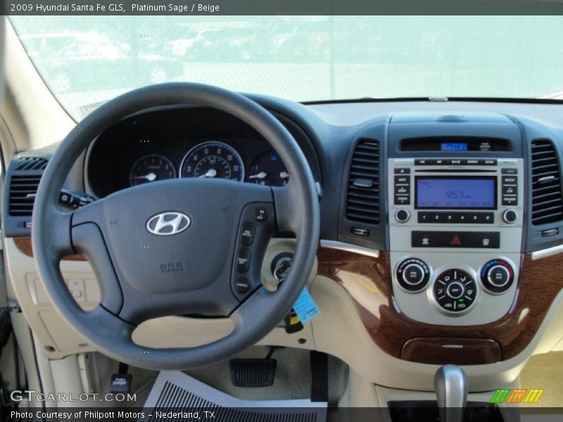 Platinum Sage / Beige 2009 Hyundai Santa Fe GLS