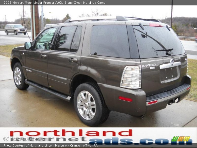 Stone Green Metallic / Camel 2008 Mercury Mountaineer Premier AWD