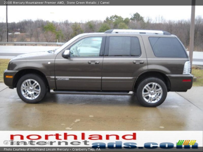 Stone Green Metallic / Camel 2008 Mercury Mountaineer Premier AWD