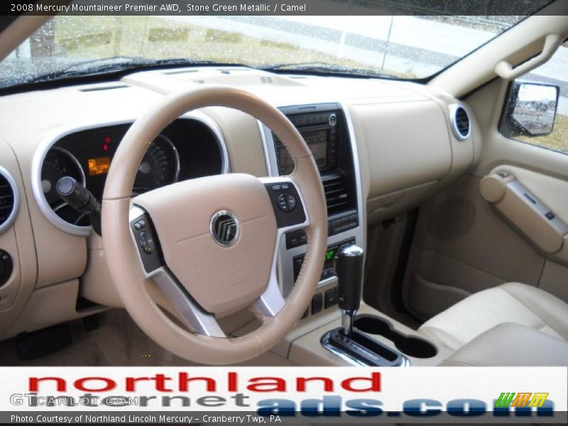 Stone Green Metallic / Camel 2008 Mercury Mountaineer Premier AWD