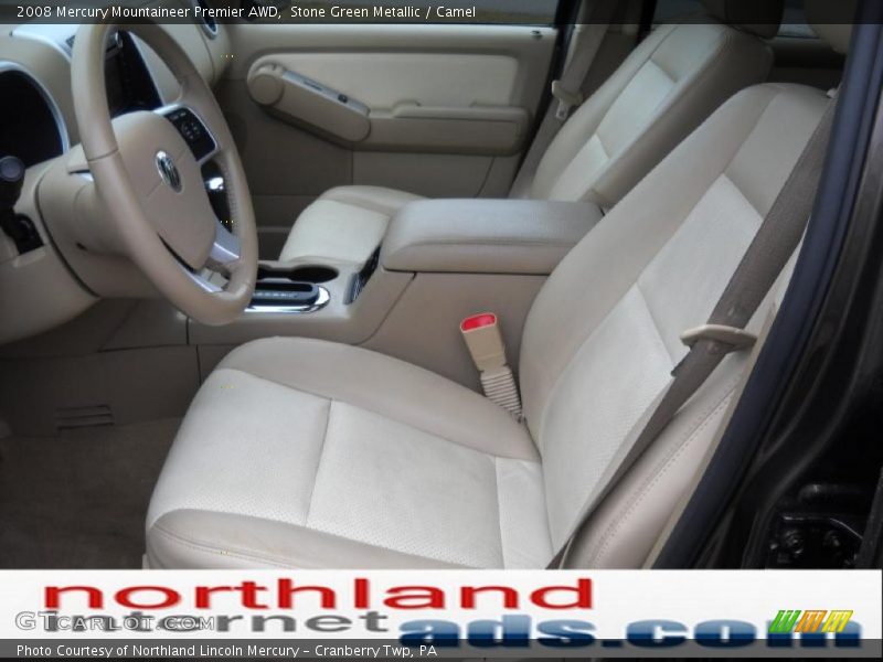 Stone Green Metallic / Camel 2008 Mercury Mountaineer Premier AWD