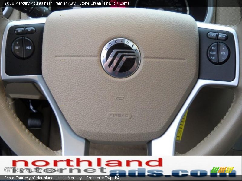 Stone Green Metallic / Camel 2008 Mercury Mountaineer Premier AWD
