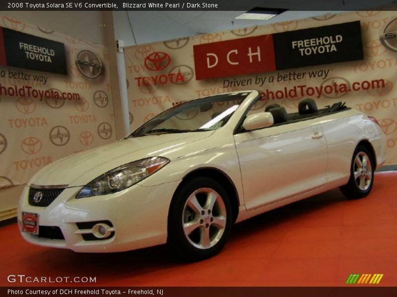 Blizzard White Pearl / Dark Stone 2008 Toyota Solara SE V6 Convertible