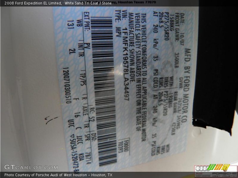 White Sand Tri Coat / Stone 2008 Ford Expedition EL Limited