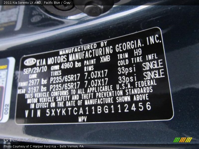 Pacific Blue / Gray 2011 Kia Sorento LX AWD