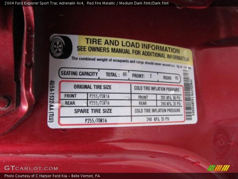 Red Fire Metallic / Medium Dark Flint/Dark Flint 2004 Ford Explorer Sport Trac Adrenalin 4x4