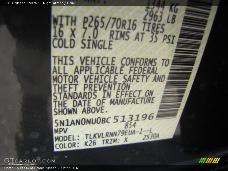 Night Armor / Gray 2011 Nissan Xterra S