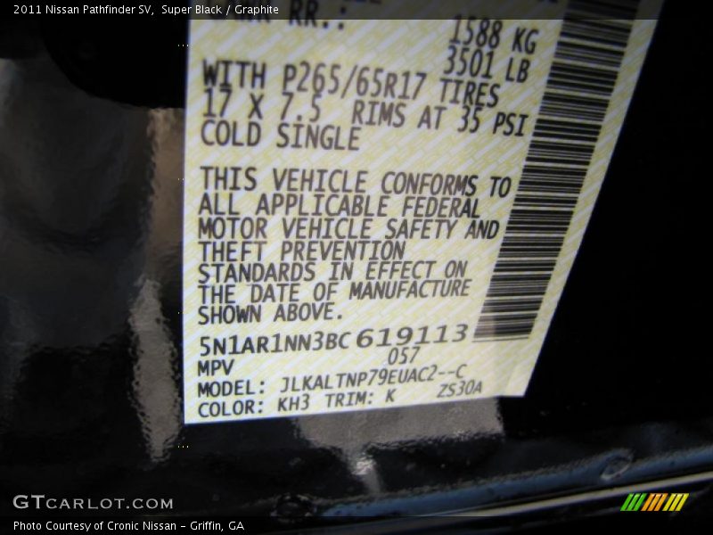 Super Black / Graphite 2011 Nissan Pathfinder SV