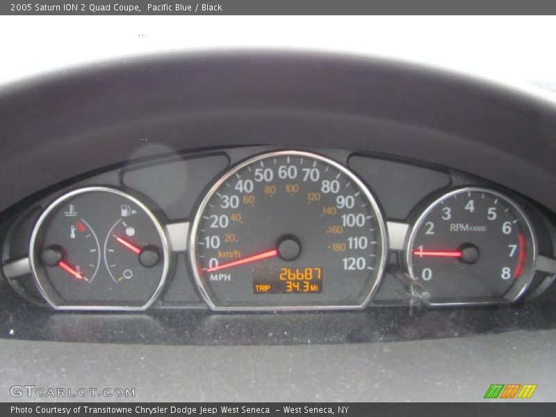 Pacific Blue / Black 2005 Saturn ION 2 Quad Coupe