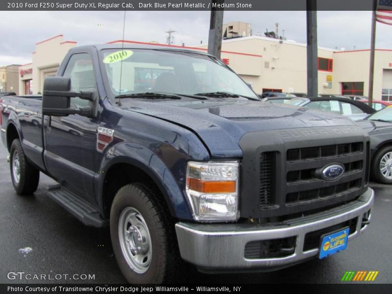 Dark Blue Pearl Metallic / Medium Stone 2010 Ford F250 Super Duty XL Regular Cab