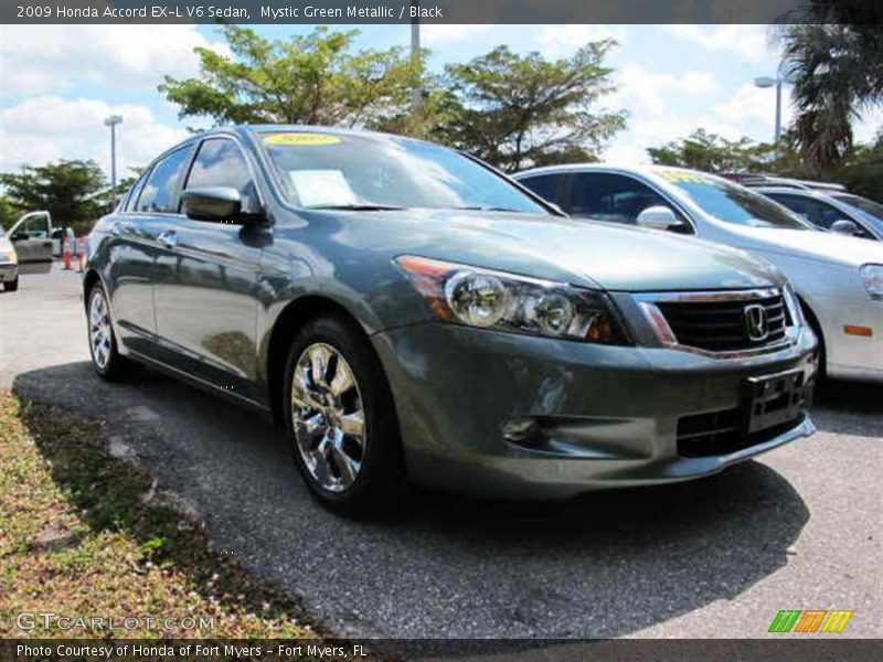 Mystic Green Metallic / Black 2009 Honda Accord EX-L V6 Sedan