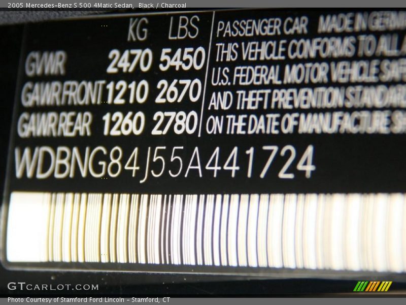 Black / Charcoal 2005 Mercedes-Benz S 500 4Matic Sedan