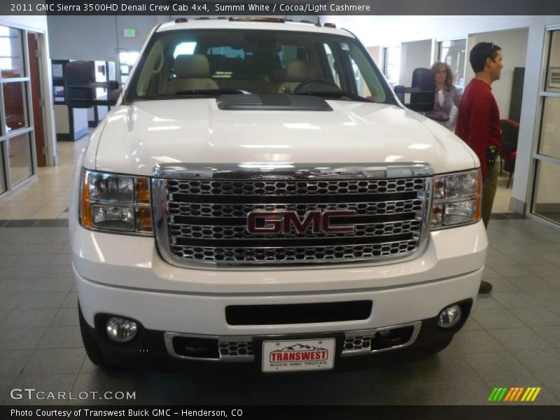 Summit White / Cocoa/Light Cashmere 2011 GMC Sierra 3500HD Denali Crew Cab 4x4