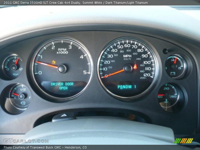 Summit White / Dark Titanium/Light Titanium 2011 GMC Sierra 3500HD SLT Crew Cab 4x4 Dually