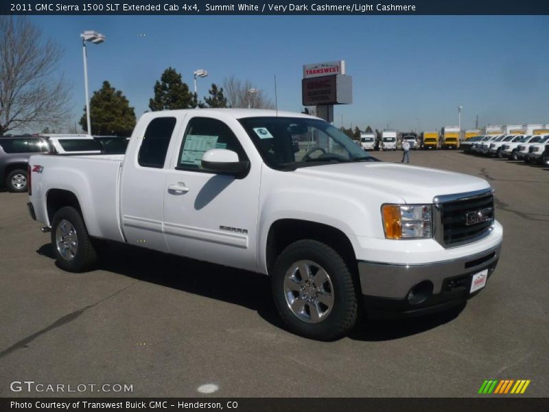 Summit White / Very Dark Cashmere/Light Cashmere 2011 GMC Sierra 1500 SLT Extended Cab 4x4