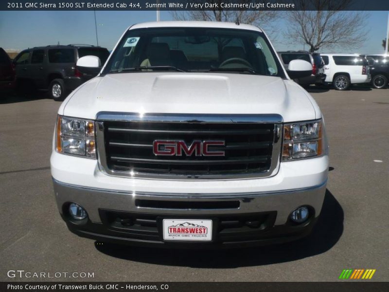Summit White / Very Dark Cashmere/Light Cashmere 2011 GMC Sierra 1500 SLT Extended Cab 4x4