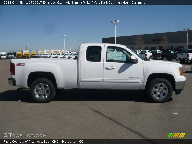 Summit White / Very Dark Cashmere/Light Cashmere 2011 GMC Sierra 1500 SLT Extended Cab 4x4
