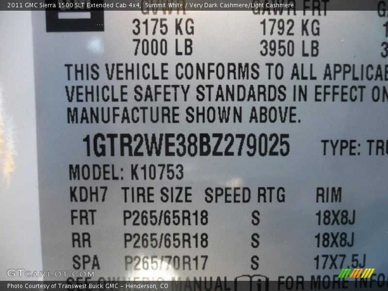 Summit White / Very Dark Cashmere/Light Cashmere 2011 GMC Sierra 1500 SLT Extended Cab 4x4