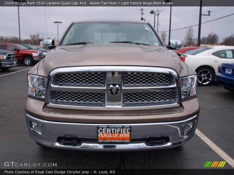 Austin Tan Pearl / Light Pebble Beige/Bark Brown 2009 Dodge Ram 1500 Laramie Quad Cab 4x4