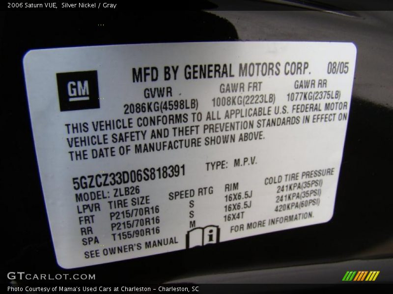 Silver Nickel / Gray 2006 Saturn VUE