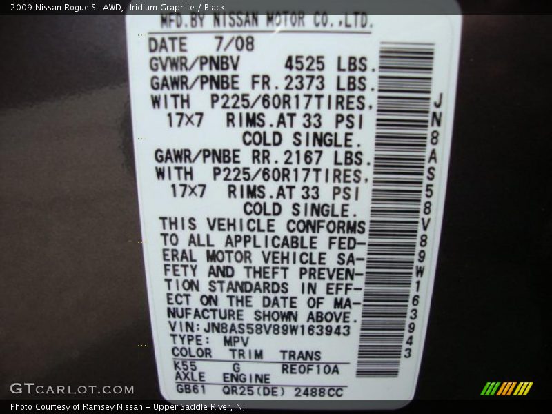 Iridium Graphite / Black 2009 Nissan Rogue SL AWD