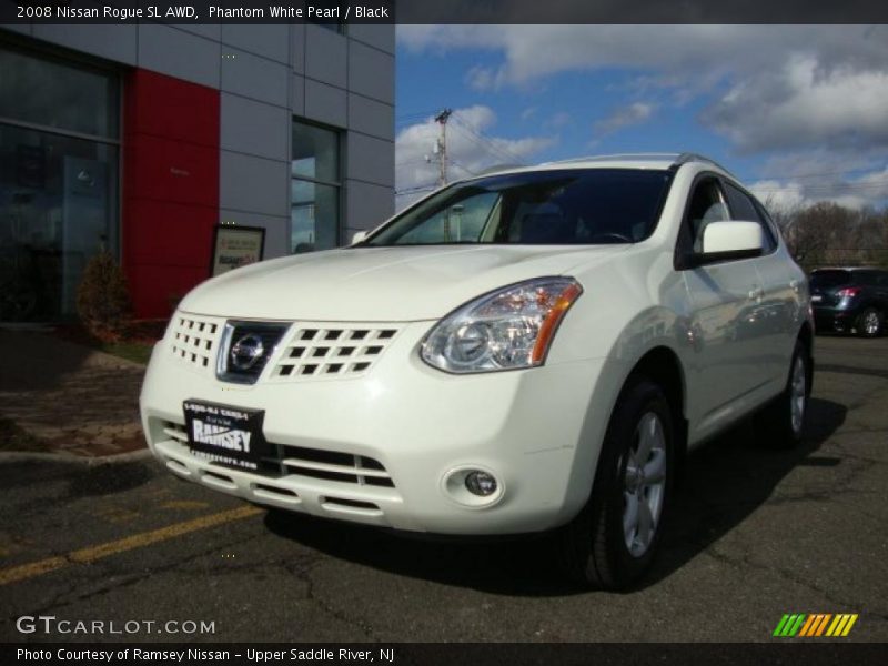 Phantom White Pearl / Black 2008 Nissan Rogue SL AWD