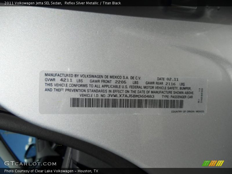 Reflex Silver Metallic / Titan Black 2011 Volkswagen Jetta SEL Sedan