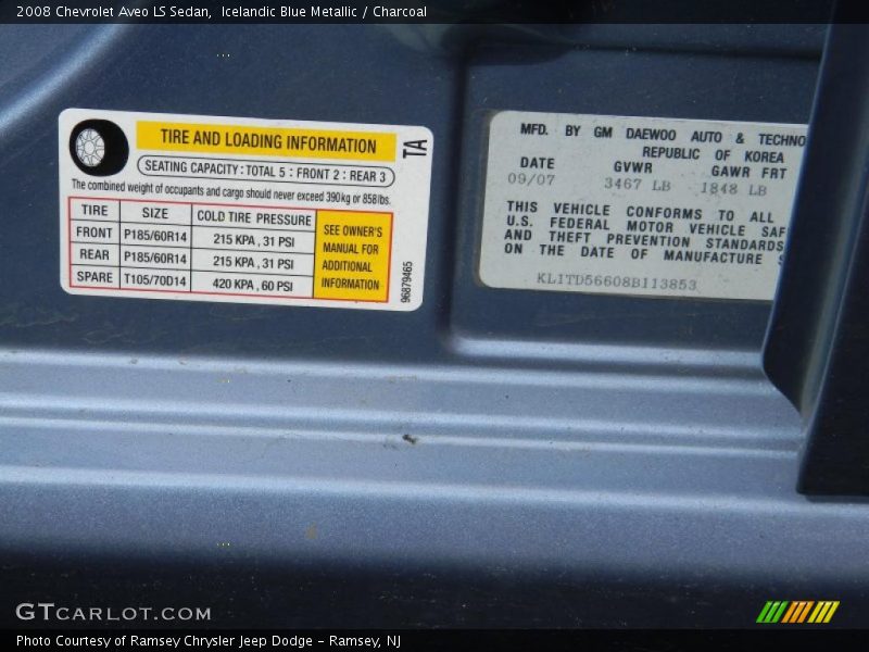 Icelandic Blue Metallic / Charcoal 2008 Chevrolet Aveo LS Sedan