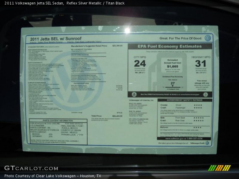 Reflex Silver Metallic / Titan Black 2011 Volkswagen Jetta SEL Sedan
