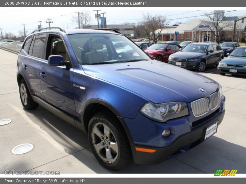 Montego Blue Metallic / Sand Beige/Black Nevada Leather 2008 BMW X3 3.0si