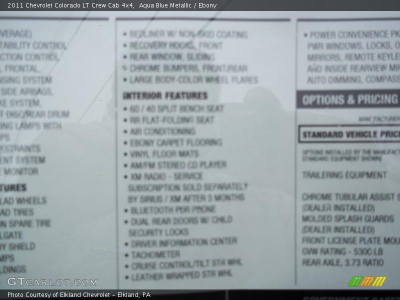 Aqua Blue Metallic / Ebony 2011 Chevrolet Colorado LT Crew Cab 4x4