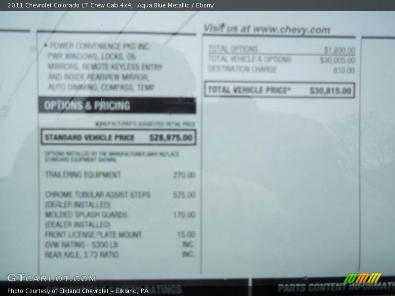 Aqua Blue Metallic / Ebony 2011 Chevrolet Colorado LT Crew Cab 4x4