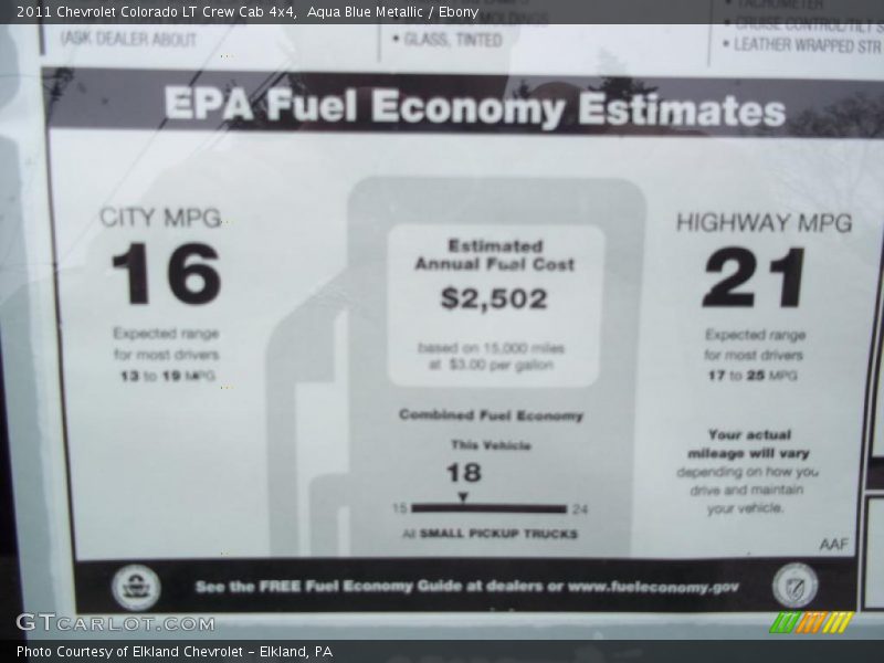 Aqua Blue Metallic / Ebony 2011 Chevrolet Colorado LT Crew Cab 4x4