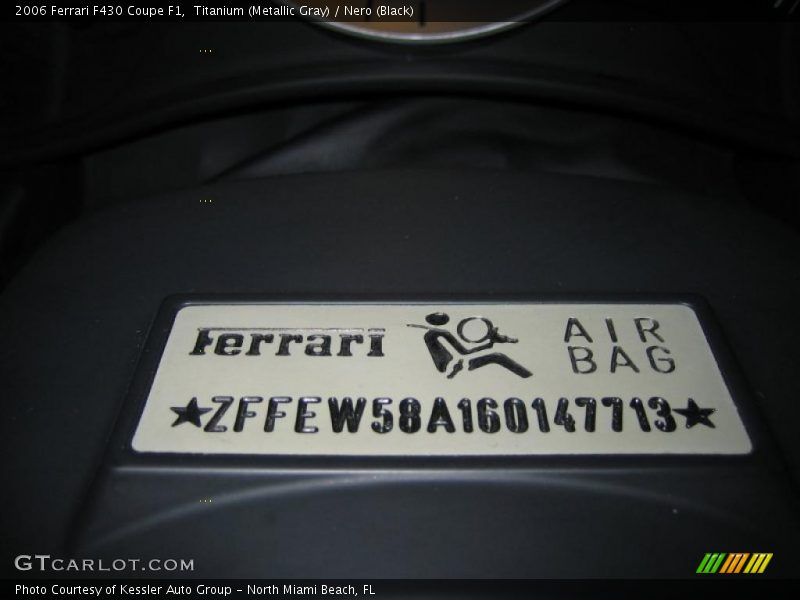 Info Tag of 2006 F430 Coupe F1