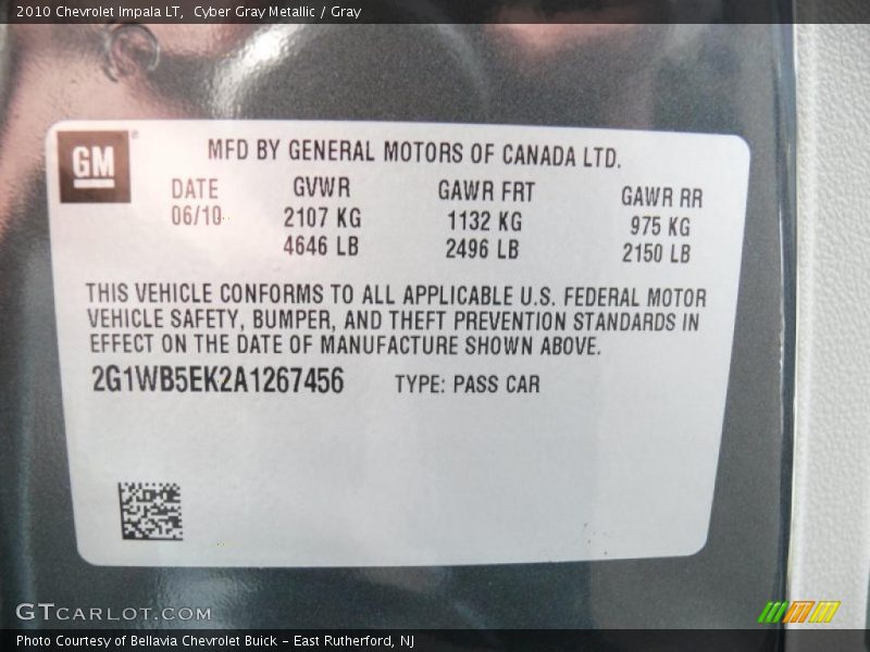 Cyber Gray Metallic / Gray 2010 Chevrolet Impala LT