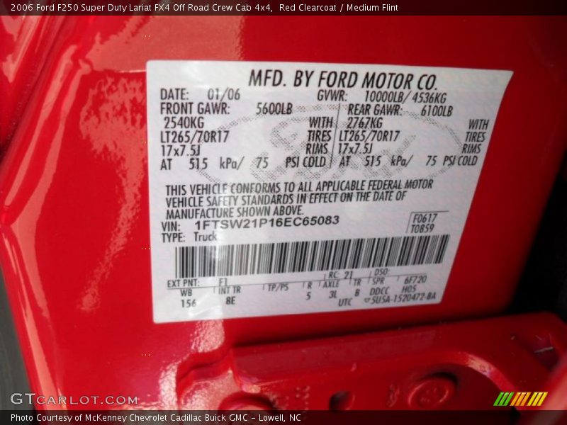 Red Clearcoat / Medium Flint 2006 Ford F250 Super Duty Lariat FX4 Off Road Crew Cab 4x4