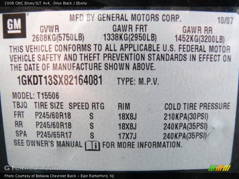 Onyx Black / Ebony 2008 GMC Envoy SLT 4x4