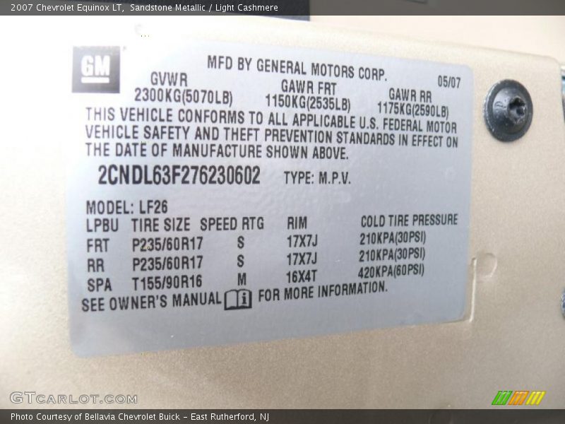 Sandstone Metallic / Light Cashmere 2007 Chevrolet Equinox LT